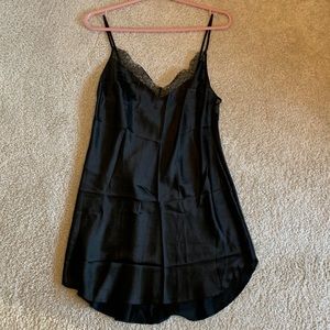 Black satin slip